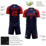 Maillot de football personnalisé par sublimation, bleu marine et rouge Maillot de football personnalisé par sublimation, bleu marine et rouge