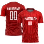 Maillot de football personnalisé blanc, uniforme rouge, sublimation Maillot de football personnalisé blanc, uniforme rouge, sublimation