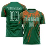 Maillot de football personnalisé orange-blanc-vert sublimé Kelly Maillot de football personnalisé orange-blanc-vert sublimé Kelly