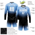Maillot de football à manches longues, léger et personnalisé, à la mode, dégradé blanc-noir-bleu Maillot de football à manches longues, léger et personnalisé, à la mode, dégradé blanc-noir-bleu