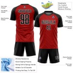 Maillot de football rouge ondulé noir et blanc avec lignes de sublimation personnalisées Maillot de football rouge ondulé noir et blanc avec lignes de sublimation personnalisées