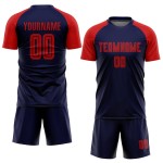 Maillot de football personnalisé par sublimation, bleu marine et rouge Maillot de football personnalisé par sublimation, bleu marine et rouge