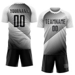 Maillot de football blanc personnalisé par sublimation, noir et gris Maillot de football blanc personnalisé par sublimation, noir et gris