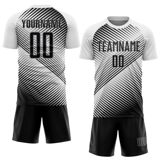 Maillot de football blanc personnalisé par sublimation, noir et gris Maillot de football blanc personnalisé par sublimation, noir et gris
