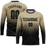 Maillot de football doré à manches longues, uniforme personnalisé, dégradé de couleur noire, sublimation Vegas Maillot de football doré à manches longues, uniforme personnalisé, dégradé de couleur noire, sublimation Vegas