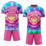 Maillot de football personnalisé à sublimation, teinture rose et blanche