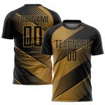 Maillot de football noir personnalisé à sublimation dorée Maillot de football noir personnalisé à sublimation dorée