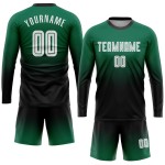 Maillot de football Kelly, manches longues, dégradé, mode, sublimation, vert, blanc et noir, uniforme personnalisé Maillot de football Kelly, manches longues, dégradé, mode, sublimation, vert, blanc et noir, uniforme personnalisé