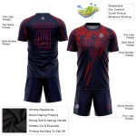 Maillot de football personnalisé uniforme rouge sublimation bleu marine Maillot de football personnalisé uniforme rouge sublimation bleu marine