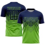 Maillot de football personnalisé bleu marine, uniforme de sublimation vert fluo Maillot de football personnalisé bleu marine, uniforme de sublimation vert fluo