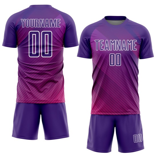 Maillot de football personnalisé blanc à sublimation Lines, violet
