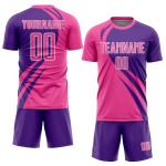 Maillot de football personnalisé Lines violet-blanc Curve, rose, sublimation