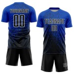Maillot de football noir et blanc abstrait, art sublimé, bleu, fragment personnalisé, uniforme, tonnerre Maillot de football noir et blanc abstrait, art sublimé, bleu, fragment personnalisé, uniforme, tonnerre