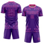 Maillot de football personnalisé à sublimation géométrique rose et violet Maillot de football personnalisé à sublimation géométrique rose et violet