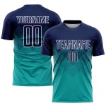 Maillot de football personnalisé à sublimation bleu marine et blanc Maillot de football personnalisé à sublimation bleu marine et blanc