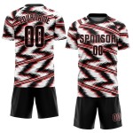 Maillot de football noir et rouge personnalisé, sublimation blanche Maillot de football noir et rouge personnalisé, sublimation blanche