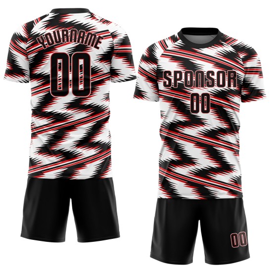 Maillot de football noir et rouge personnalisé, sublimation blanche Maillot de football noir et rouge personnalisé, sublimation blanche