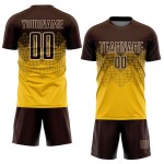 Maillot de football personnalisé à sublimation marron-crème doré Maillot de football personnalisé à sublimation marron-crème doré