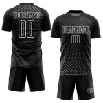 Maillot de football noir à motifs géométriques, uniforme de sublimation, personnalisé, blanc Maillot de football noir à motifs géométriques, uniforme de sublimation, personnalisé, blanc