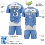 Maillot de football abstrait à sublimation, motif fragment léger, blanc et noir, personnalisé, bleu Maillot de football abstrait à sublimation, motif fragment léger, blanc et noir, personnalisé, bleu