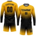 Maillot de football à manches longues, imprimé doré, à la mode, noir, personnalisé Maillot de football à manches longues, imprimé doré, à la mode, noir, personnalisé