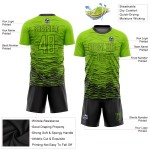 Maillot de football vert fluo noir, uniforme, sublimation personnalisée Maillot de football vert fluo noir, uniforme, sublimation personnalisée