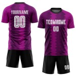 Maillot de football violet sublimé, uniforme blanc-rose personnalisé Maillot de football violet sublimé, uniforme blanc-rose personnalisé