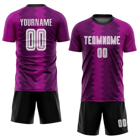 Maillot de football violet sublimé, uniforme blanc-rose personnalisé Maillot de football violet sublimé, uniforme blanc-rose personnalisé