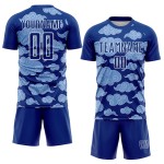 Maillot de football Royal Cloud, modèle uniforme personnalisé par sublimation blanche Maillot de football Royal Cloud, modèle uniforme personnalisé par sublimation blanche