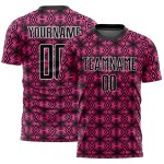 Maillot de football rose géométrique noir et blanc, formes de sublimation personnalisées Maillot de football rose géométrique noir et blanc, formes de sublimation personnalisées