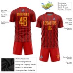 Maillot de football personnalisé, or et rouge, sublimation Maillot de football personnalisé, or et rouge, sublimation