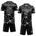 Maillot de football personnalisé par sublimation noir et blanc Maillot de football personnalisé par sublimation noir et blanc
