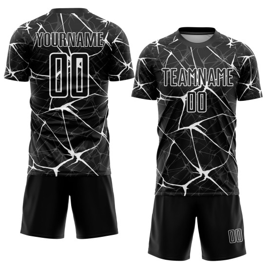 Maillot de football personnalisé par sublimation noir et blanc Maillot de football personnalisé par sublimation noir et blanc