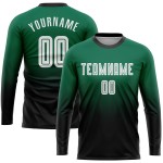Maillot de football Kelly, manches longues, dégradé, mode, sublimation, vert, blanc et noir, uniforme personnalisé Maillot de football Kelly, manches longues, dégradé, mode, sublimation, vert, blanc et noir, uniforme personnalisé
