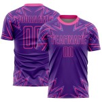 Maillot de football personnalisé à sublimation géométrique rose et violet Maillot de football personnalisé à sublimation géométrique rose et violet