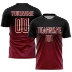 Maillot de football noir personnalisé par sublimation, couleur cramoisi-crème
