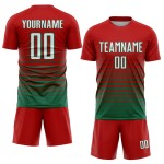 Maillot de football à rayures fines, personnalisé, rouge, blanc et vert Kelly, à la mode, par sublimation Maillot de football à rayures fines, personnalisé, rouge, blanc et vert Kelly, à la mode, par sublimation