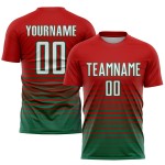 Maillot de football à rayures fines, personnalisé, rouge, blanc et vert Kelly, à la mode, par sublimation Maillot de football à rayures fines, personnalisé, rouge, blanc et vert Kelly, à la mode, par sublimation
