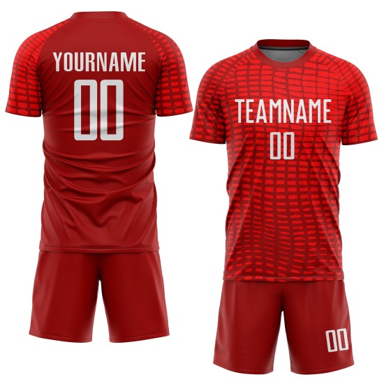 Maillot de football personnalisé blanc, uniforme rouge, sublimation Maillot de football personnalisé blanc, uniforme rouge, sublimation